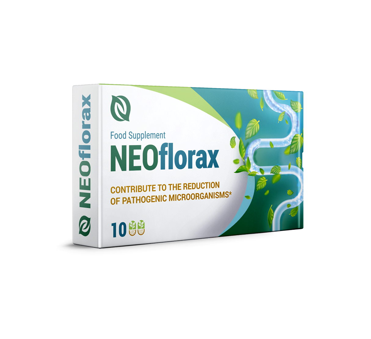 NEOflorax capsules product package on neutral background